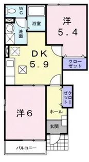エス テュエールA【1階】の間取り