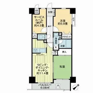 ライオンズマンション南藤沢【5階】の間取り