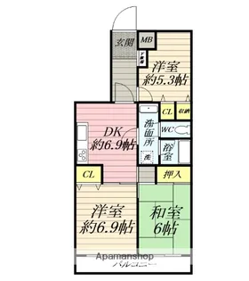 ナイスアーバン寒川【3階】の間取り