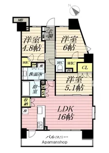 グランカーサ藤沢【11階】の間取り