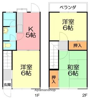 神奈川県伊勢原市神戸【テラスハウス】の間取り