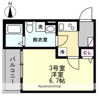 ベイルーム小田原【103号室】の間取り