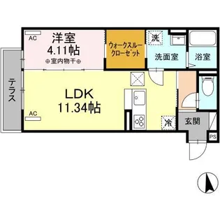 ラ・パージュ桜【1階】の間取り