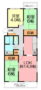 コープ野村厚木愛甲6号棟【3階】の間取り