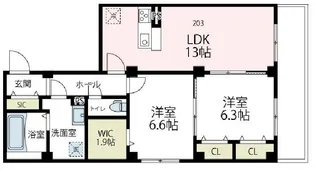 メゾン・ド・コリーヌ【203号室号室】の間取り