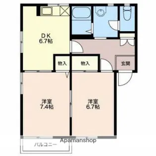 ぴゅあぐりーんべーる【C201号室】の間取り