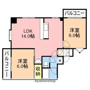 リバティープラザ東大通【2階】の間取り