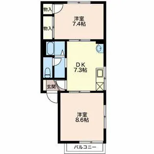 レーベン明石A【2階】の間取り