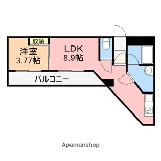 ベロウ万代【2-B号室】の間取り