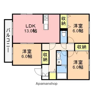 プリムローズ新和B棟【203号室】の間取り