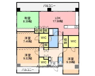 ヴィラ東中通【10階】の間取り