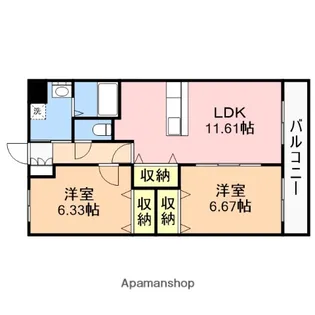 ラフィーネ向陽【4階】の間取り