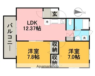 プラセール有楽A【102号室】の間取り