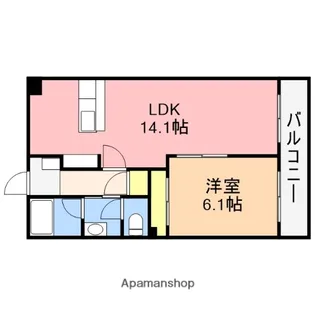 ラ シャンブル ジュエ【101号室】の間取り