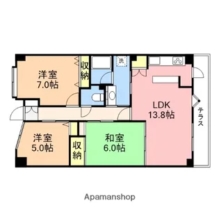 ダイアパレスリブレ南笹口【102号室】の間取り
