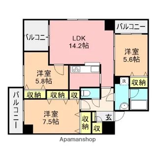 平清上所【6階】の間取り