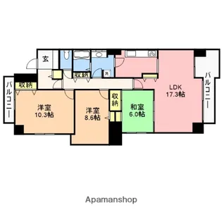 リヴィエール万代【3階】の間取り