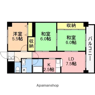 朝日プラザ栗ノ木【603号室】の間取り