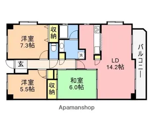 ダイアパレス本馬越【3階】の間取り
