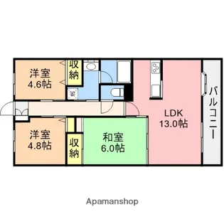ダイアパレスシアース万代南棟【2階】の間取り