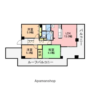 川端町パークハイツ【13階】の間取り