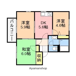 グリーンハイツ池ノ山D【203号室】の間取り