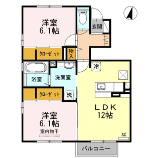 クローバーハウス F【1階】の間取り