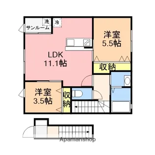 2LDKの間取り画像