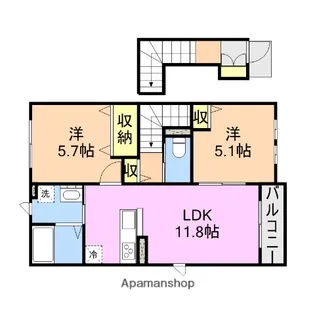 シャーメゾンSUMON早通 Ⅱ【2階】の間取り