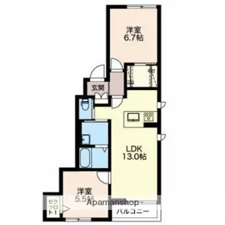 ベレオ女池【2階】の間取り