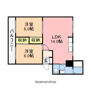 シティパレス新潟【205号室】の間取り