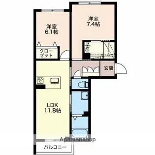 シャーメゾン女池上山【1階】の間取り
