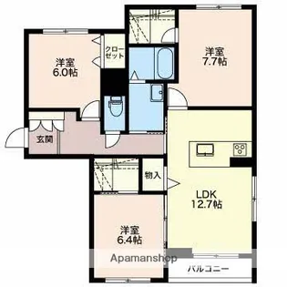 シャーメゾン女池上山【3階】の間取り