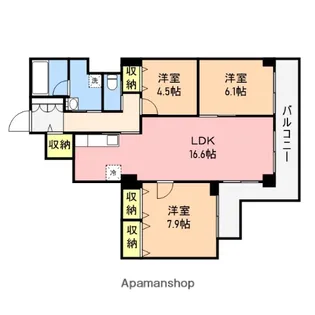 パルステージ関屋Ⅱ【6階】の間取り