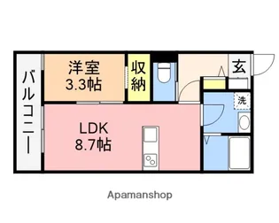 1LDKの間取り画像
