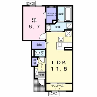1LDKの間取り画像