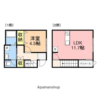 ペッシェルーナ【A号室】の間取り