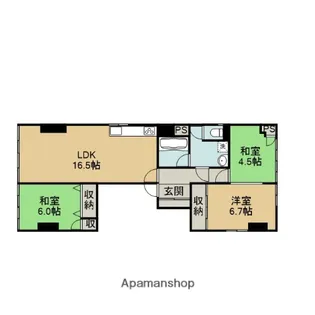 バリウスビル 3階【1号室】の間取り