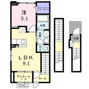 ウェルシィ万代【3階】の間取り