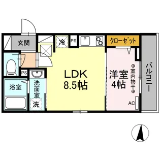 フェリーチェ天神【1階】の間取り