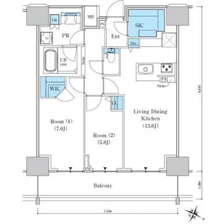 ロイヤルパークスER万代【0919号室】の間取り