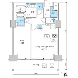 ロイヤルパークスER万代【10階】の間取り