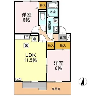 フローラルアベニュー ABC【1階】の間取り