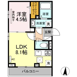 クロノス天神【1階】の間取り