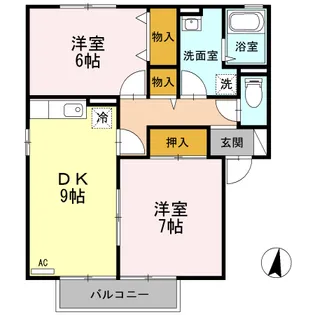 カマラード牡丹山 AB【A201号室】の間取り