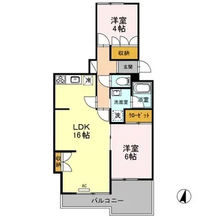 2LDKの間取り画像