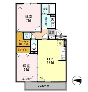オッツ空港西【2階】の間取り