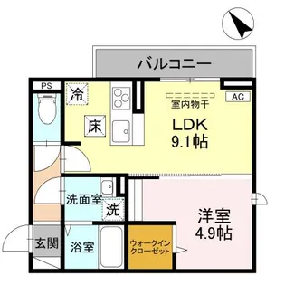 1LDKの間取り画像