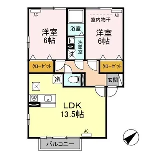 ヴィラージュ石山【1階】の間取り
