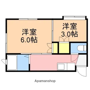 ウイング中木戸Ⅱ【102号室】の間取り